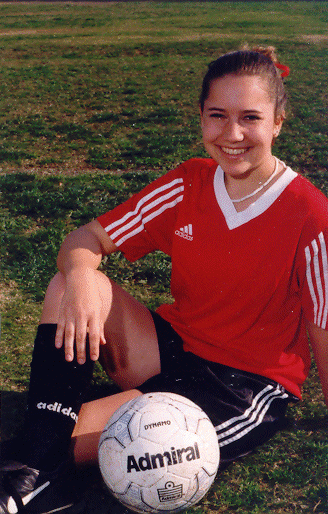 Jennifer playing soccer at THS